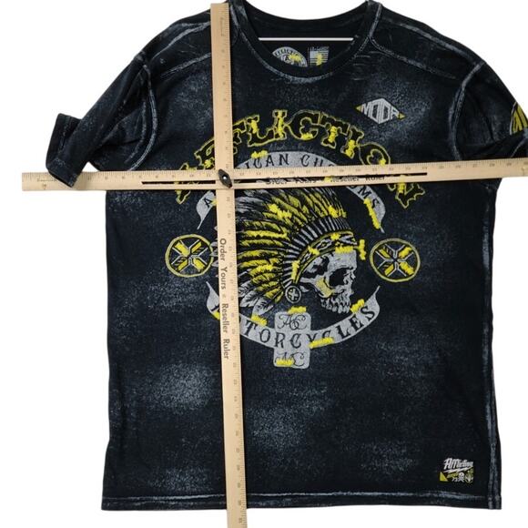 Affliction American Custom's Indian Motorcycle Black T-Shirt, Men's Size 2X - Picture 5 of 5